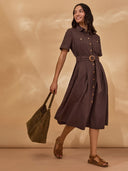 Belted Midi Shirt Dress