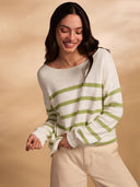 Pullover aus Bio-Baumwollmischung mit weitem U-Boot-Ausschnitt