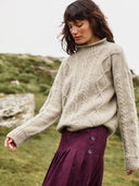 British Wool Cable Funnel Neck Jumper