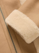 Sheepskin Exposed Wool Detail Reversible Biker Jacket