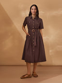Belted Midi Shirt Dress