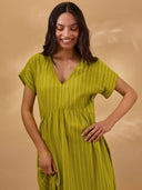 Wrap Waist Stripe Midi Dress