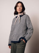 Alpaca Blend Micro Check Funnel Neck Jumper