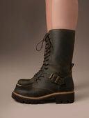 Strap Detail Mid Calf Boot
