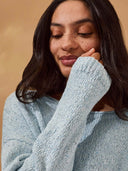 Flecked Cotton Silk Blend Boat Neck Jumper