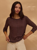 Linen Blend Long Sleeve T Shirt