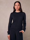 Merino Wool Contrast Trim Jumper