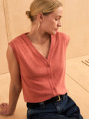 Linen Blend Button Through Top
