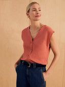 Linen Blend Button Through Top