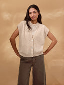 Alpaca Blend Button Through Grown On Sleeve Top