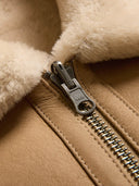 Sheepskin Exposed Wool Detail Reversible Biker Jacket