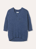 Flecked Cotton Silk Blend V Neck Jumper