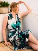 Sleeveless Tie Front Midi Shirt Dress