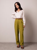 Organic Cotton Blend Tapered Pleat Front Trousers