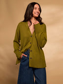 Organic Cotton Blend Drop Shoulder Slouch Cardigan