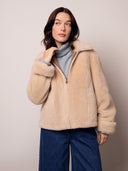 Sheepskin Exposed Wool Detail Reversible Biker Jacket