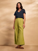 Leinenmischgewebe Faltenhose Cropped