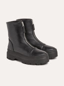 Front Zip Leather Boots