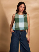 Sleeveless Pleat Back Swing Top