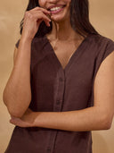 Linen Blend Button Through Top