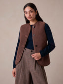 Reversible Button Through Sheepskin Gilet