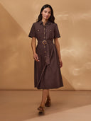 Belted Midi Shirt Dress