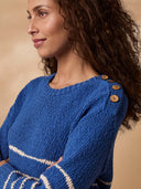 Linen Blend Drop Stitch Breton Jumper