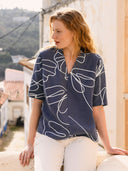 Linen Half Sleeve V Neck Tunic