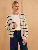 Cardigan aus Leinenmischgewebe mit Fallmaschenmuster