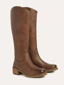 Hohe Blockabsatz-Lederstiefel