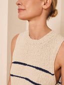 Linen Blend Drop Stitch Vest Top