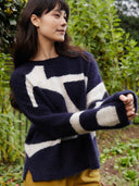 Mohair Blend Abstract Geo Jumper