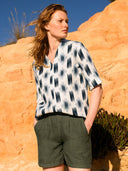 Linen Half Sleeve V Neck Tunic