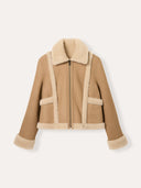 Sheepskin Exposed Wool Detail Reversible Biker Jacket