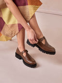 Chunky T Bar Leather Loafers