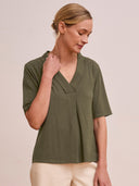 Organic Cotton Blend Shawl Neck Swing T Shirt