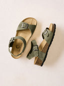 Low Wedge Double Buckle Sandals
