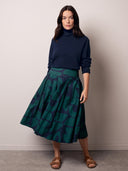 Organic Cotton Box Pleated Midi Skirt