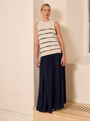Linen Blend Drop Stitch Vest Top