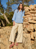 Pure Linen Collared Popover Top