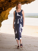 Pure Linen Button Detail Midi Dress