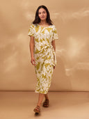 Kleid aus Leinenmix mit Knotendetail