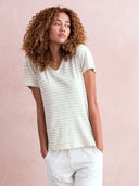 Linen Blend V Neck T Shirt