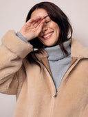 Sheepskin Exposed Wool Detail Reversible Biker Jacket