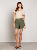Linen Pleat Front Shorts