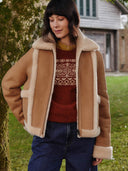 Sheepskin Exposed Wool Detail Reversible Biker Jacket