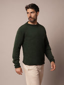 Men's Textured Stitch Crew Neck Jumper