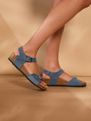 Low Wedge Double Buckle Sandals