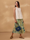 Linen Blend Palm Print Culottes