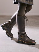 Knee High Strap Detail Lace Up Boots
